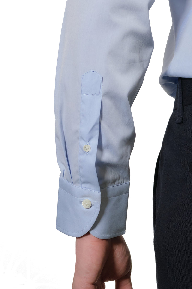 Azure One Piece Collar Button Down Shirt- Italian Cotton - Handmade in Italy