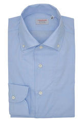 Azure One Piece Collar Button Down Shirt- Italian Cotton - Handmade in Italy