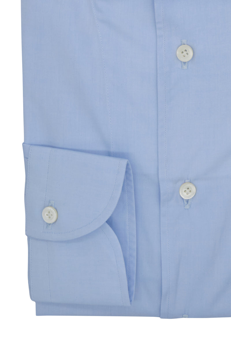 Azure One Piece Collar Button Down Shirt- Italian Cotton - Handmade in Italy