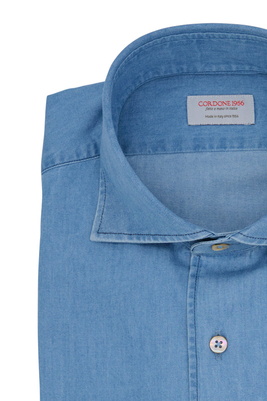 Light Blue Denim Shirt- Italian Cotton - Handmade in Italy - VIP