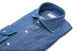 Dark Blue Denim Shirt- Italian Cotton - Handmade in Italy