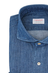 Dark Blue Denim Shirt- Italian Cotton - Handmade in Italy