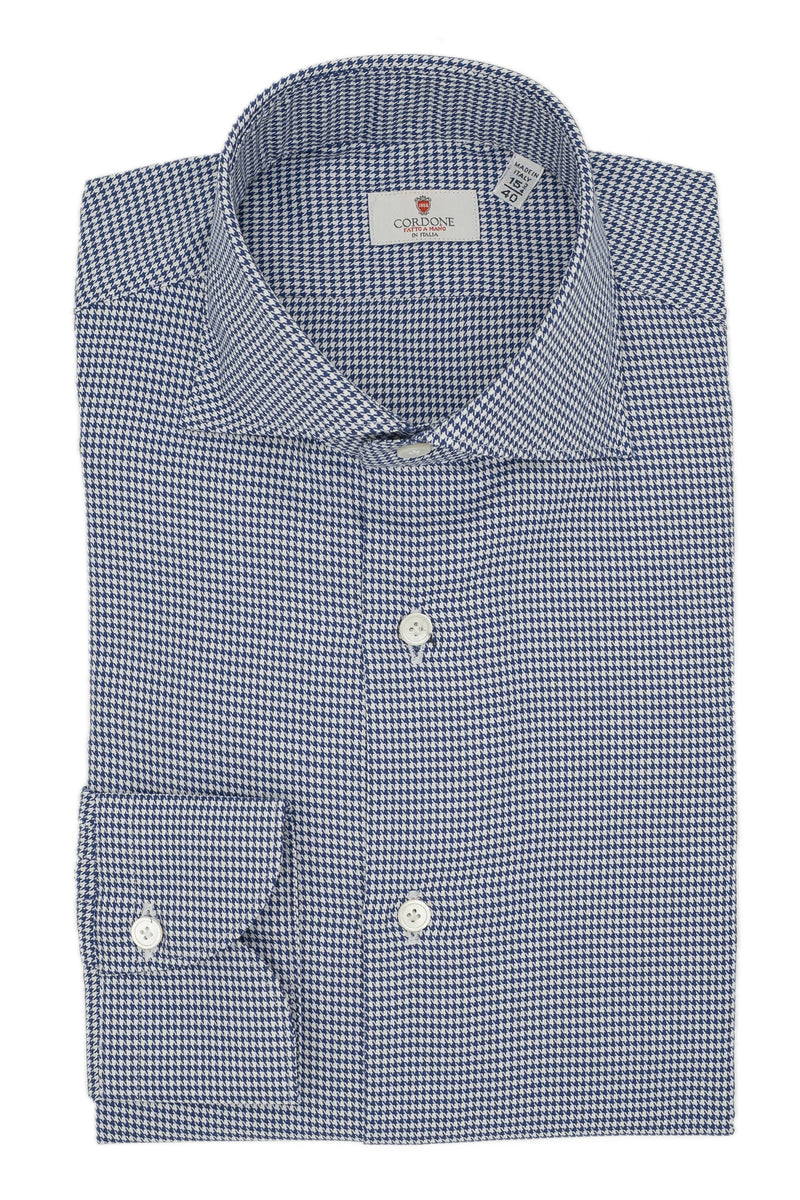 Camicia Pied-De-Poule Blu in twill Facile Stiro
