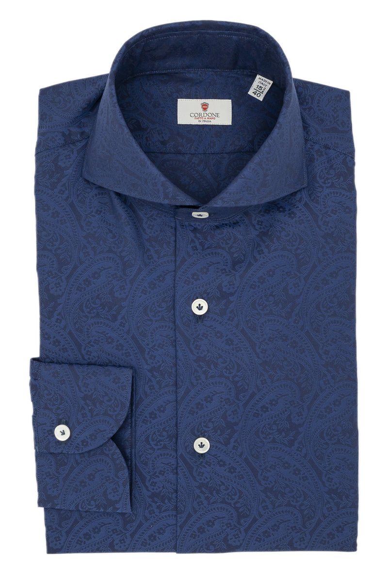 Dobby Shirt Blue Pasley