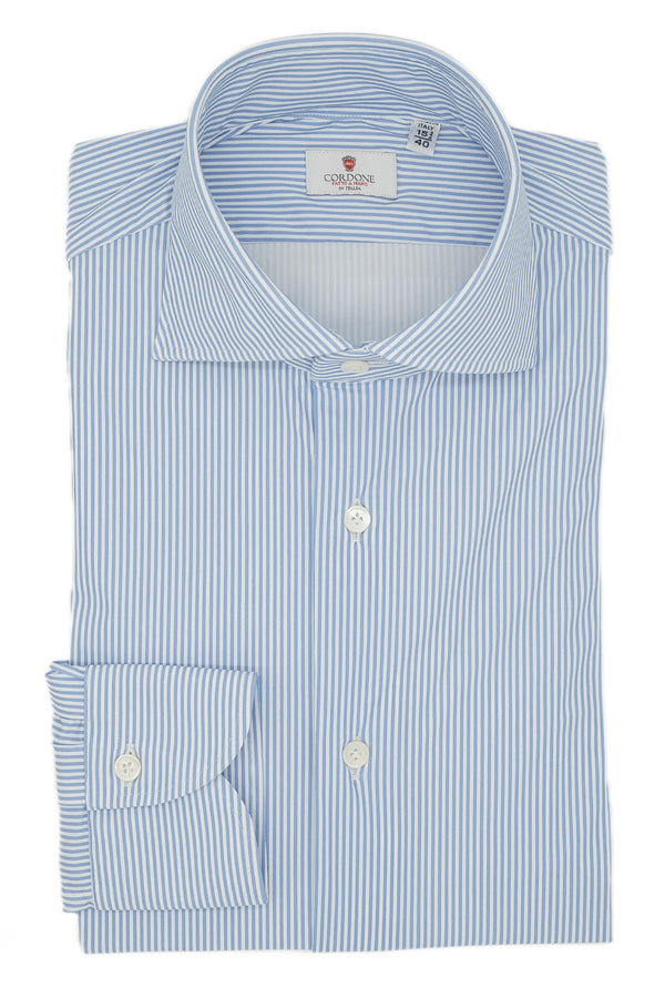 Striped Azure No Iron Techincal Fabrics Shirt