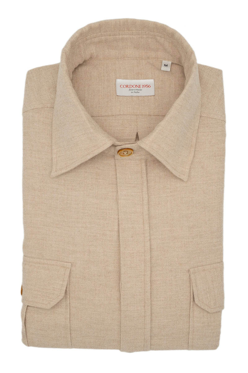 Camicia Safari Over in Flanella Beige