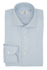Camicia a quadri azzurra in twill Facile Stiro