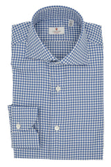 Camicia a quadri blu in twill Facile Stiro