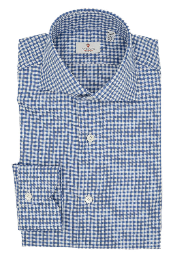 Easy Iron Check Twill Shirt Blue