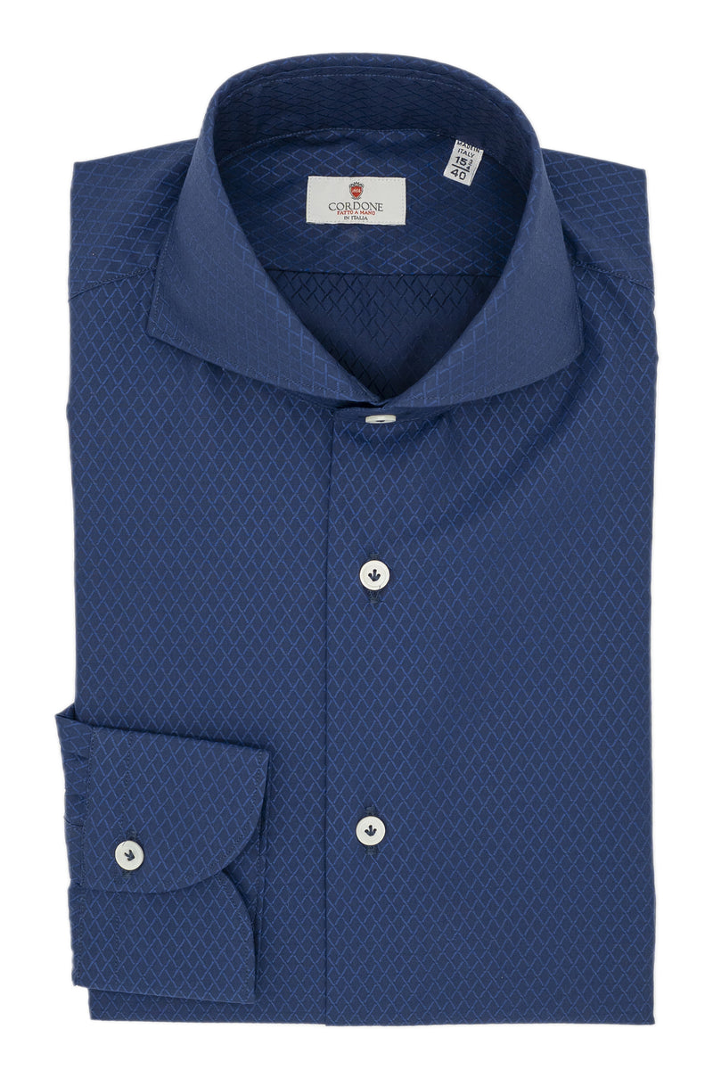 Dobby Shirt Blue Rhombs