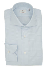 Easy Iron Pied-De-Poule Twill Shirt Azure - October Bundle