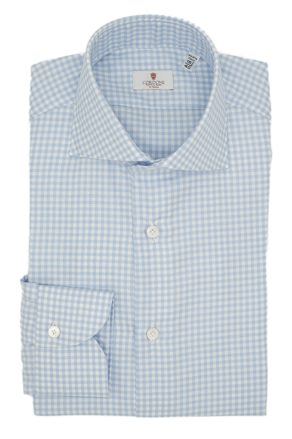 Easy Iron Check Twill Shirt Azure - October Bundle