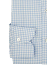 Camicia a quadri azzurra in twill Facile Stiro