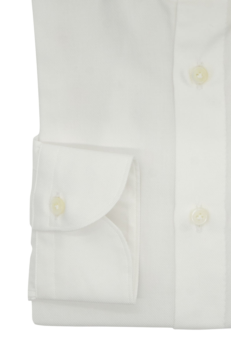 Handmade White Twill Shirt- Italian Cotton - Handmade in Italy