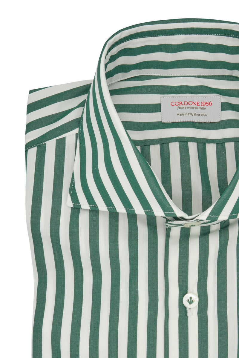 Bold Striped Popeline Shirt Green Slim Fit / XXL 47 - 19 Bold Striped Popeline Shirt Green Slim Fit / XXL 47 - 19