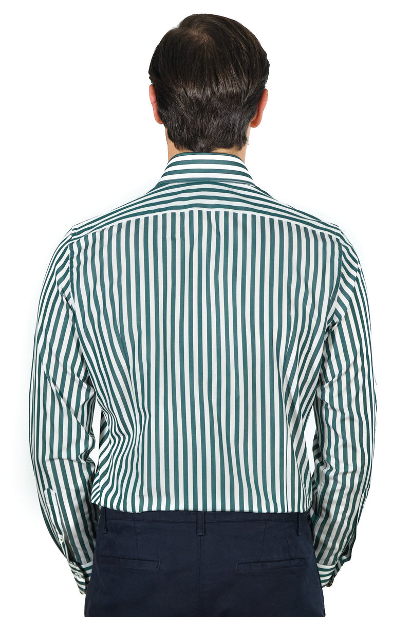 Bold Striped Popeline Shirt Green Slim Fit / XXL 47 - 19 Bold Striped Popeline Shirt Green Slim Fit / XXL 47 - 19