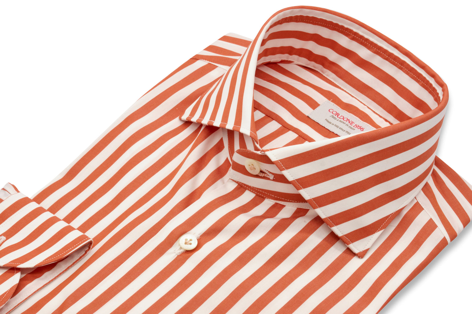 Bold Striped Popeline Shirt Orange Slim Fit / S 38