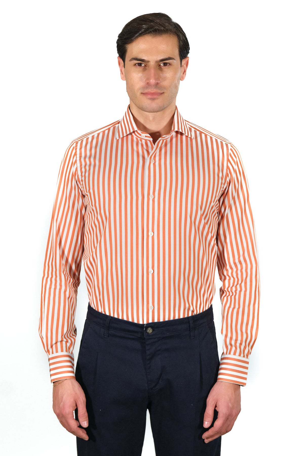 Bold Striped Popeline Shirt Orange – CORDONE1956