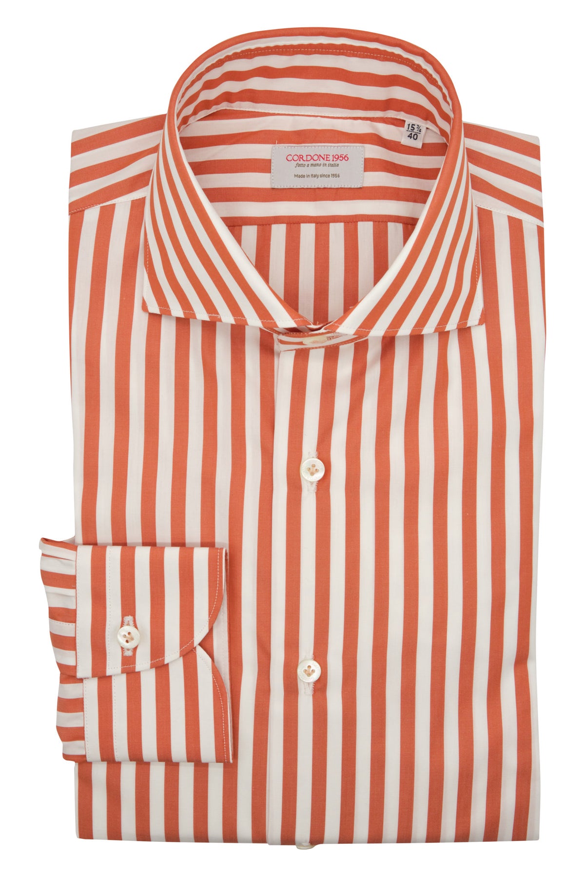 Men's orange striped dress shirt hot sale