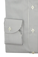 Classic White and Gray Little Striped Shirt - Italian Cotton- Handmade in Italy