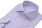 Classic White and Purple Little Striped Shirt - Italian Cotton - Handmade in Italy