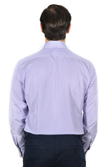 Classic White and Purple Little Striped Shirt - Italian Cotton - Handmade in Italy