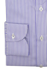 Classic White and Purple Little Striped Shirt - Italian Cotton - Handmade in Italy