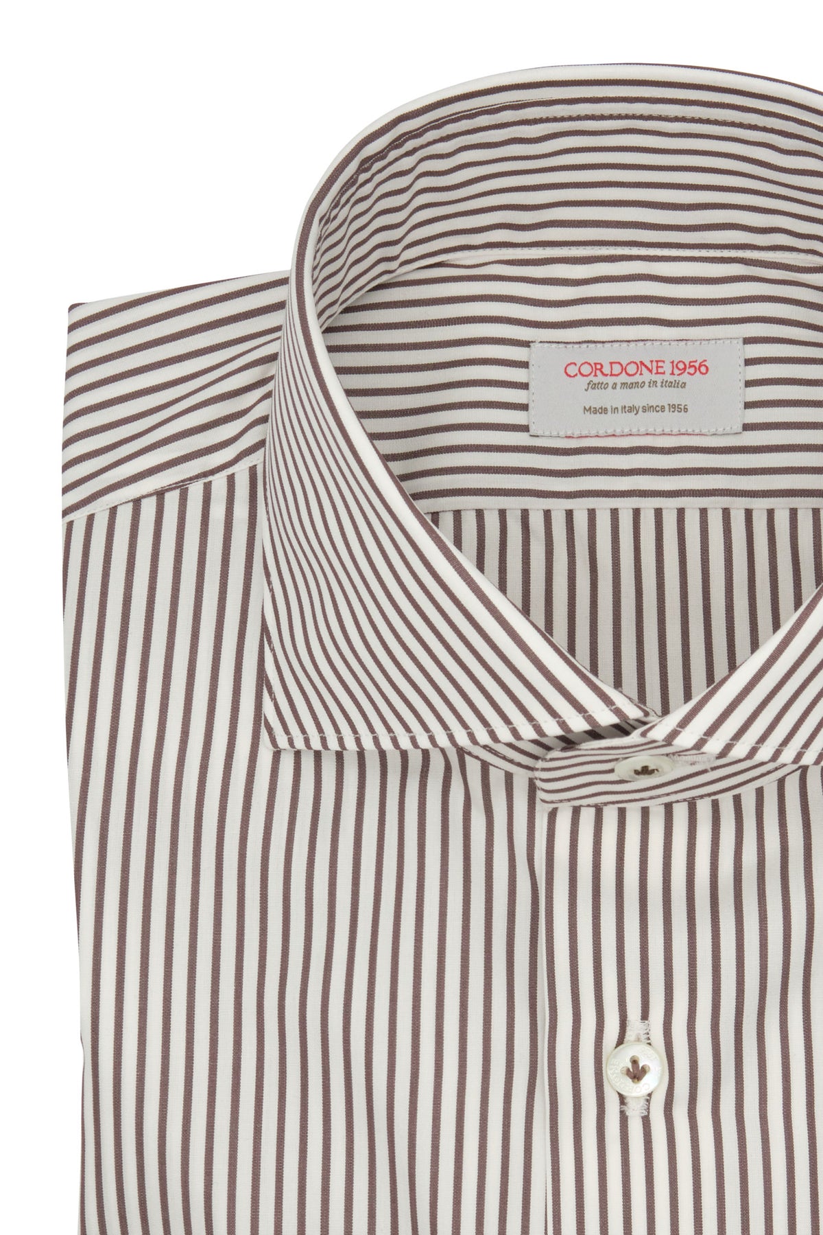 Striped Popeline Shirt Brown Slim Fit / S 38