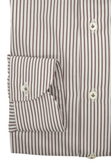 Classic White and Brown Little Striped Shirt  - Italian Cotton - Handmade in Italy