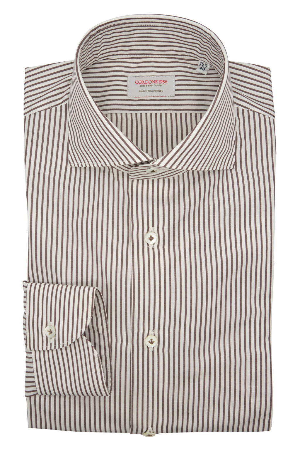 white and brown dress shirt Hunton Stripe Brown Shirt