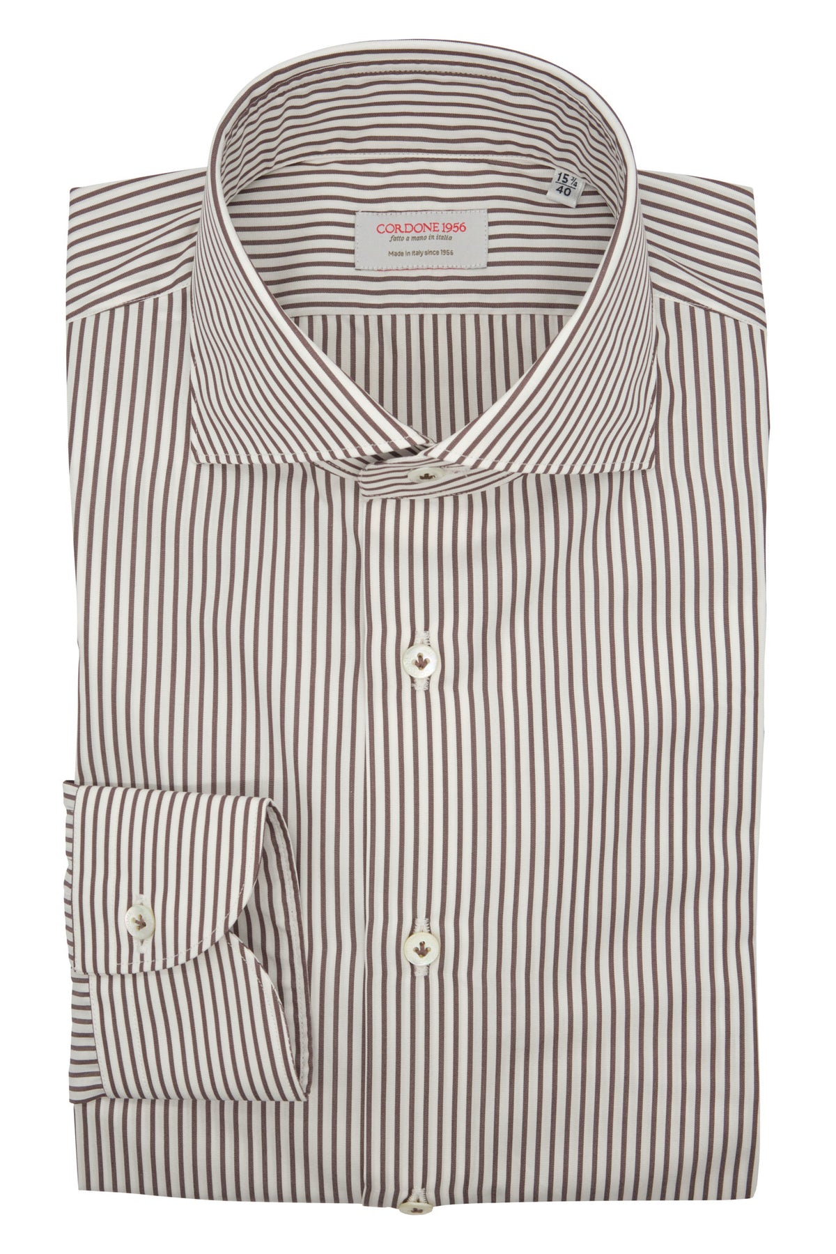 Striped Popeline Shirt Brown – CORDONE1956