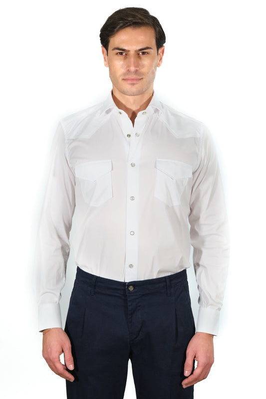 White Tex Model Shirt - Italian Cotton - Handmade in Italy - VIP