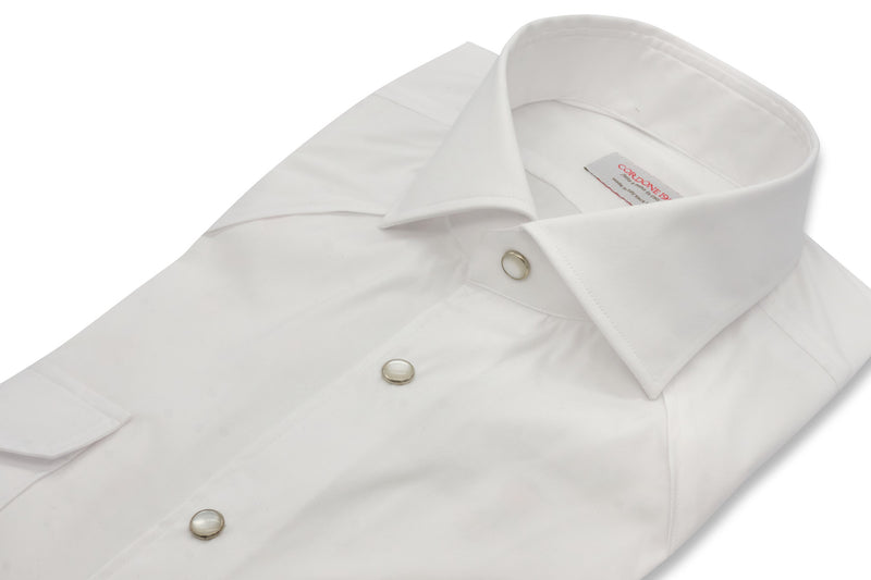 White Tex Model Shirt - Italian Cotton - Handmade in Italy