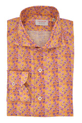 Lilac Flowers Shirt - Italian Linen - Handmade in Italy