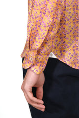 Yellow Floral Shirt - Italian Linen - Handmade in Italy