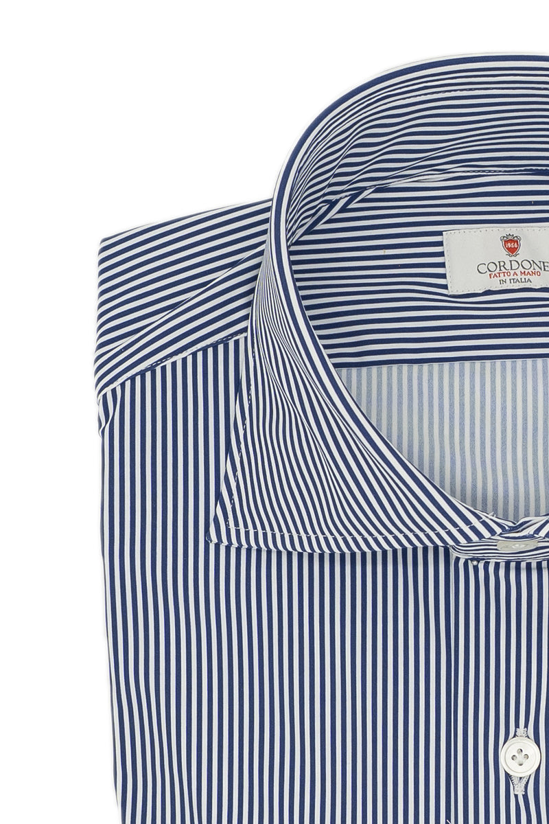 Striped Blue No Iron Techincal Fabrics Shirt