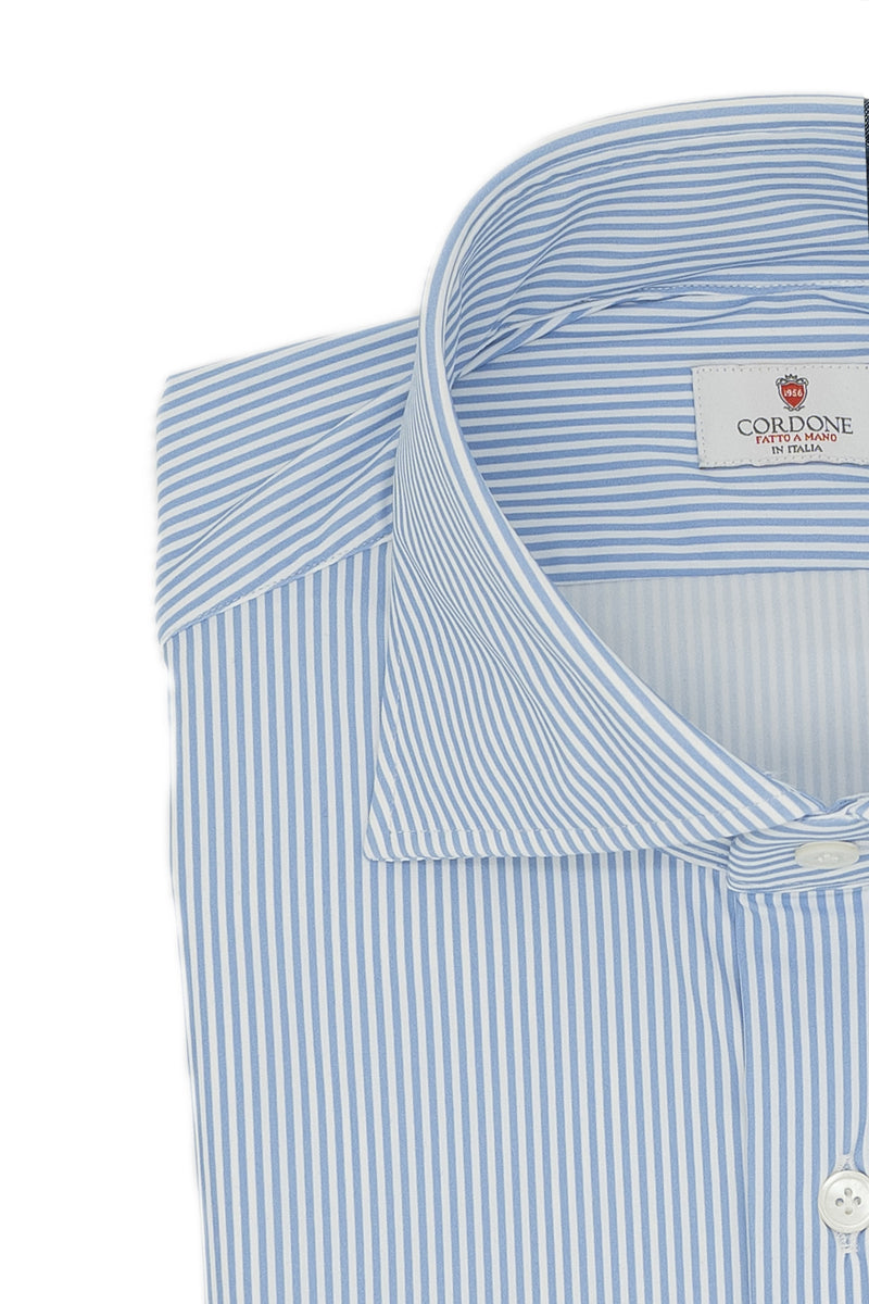 Striped Azure No Iron Techincal Fabrics Shirt