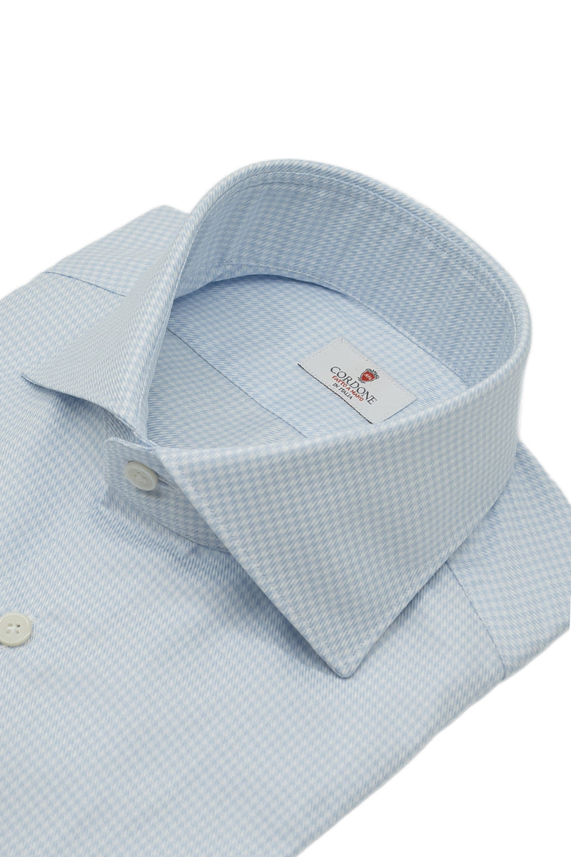 Camicia Pied-De-Poule azzurra in twill Facile Stiro