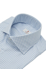 Camicia a quadri azzurra in twill Facile Stiro