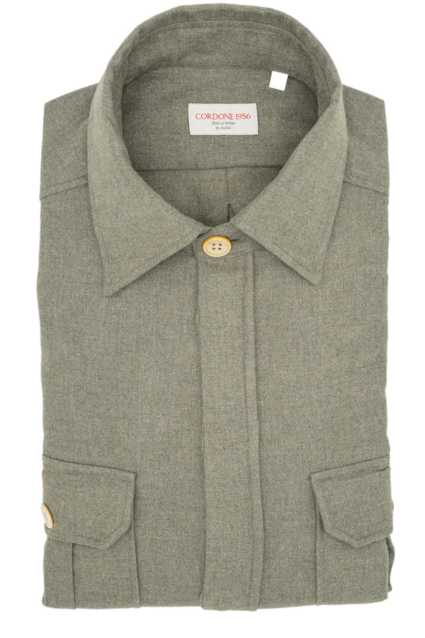 Safari Flannel Overshirt Military Green