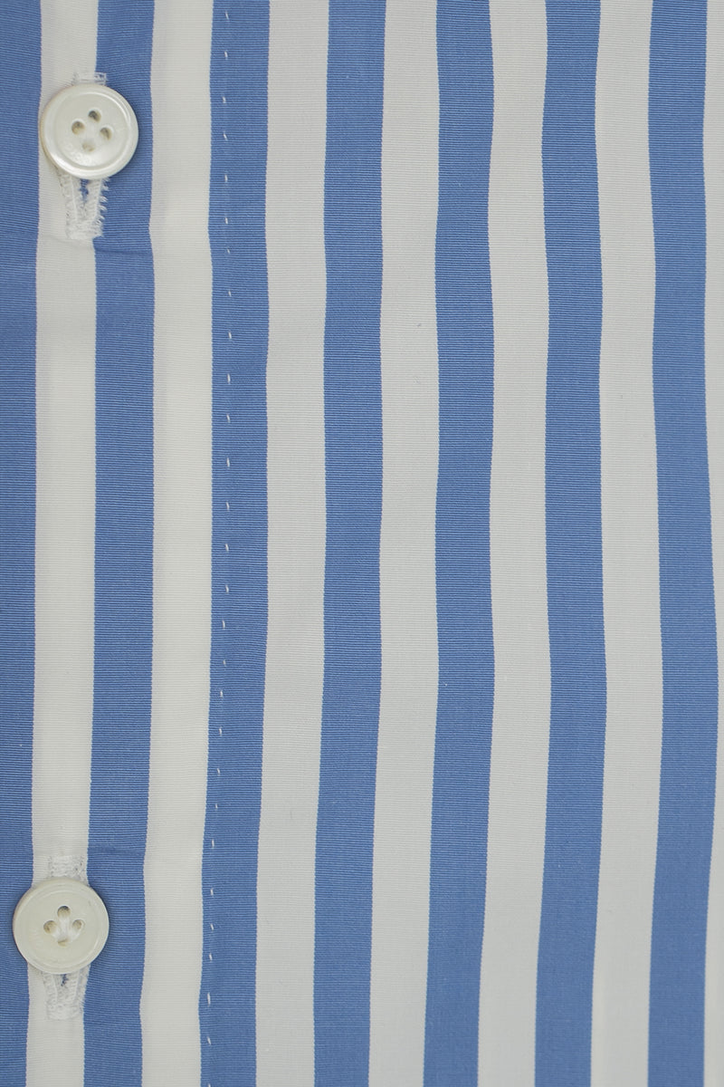 Camicia Popeline con colletto bianco a righe azzurre