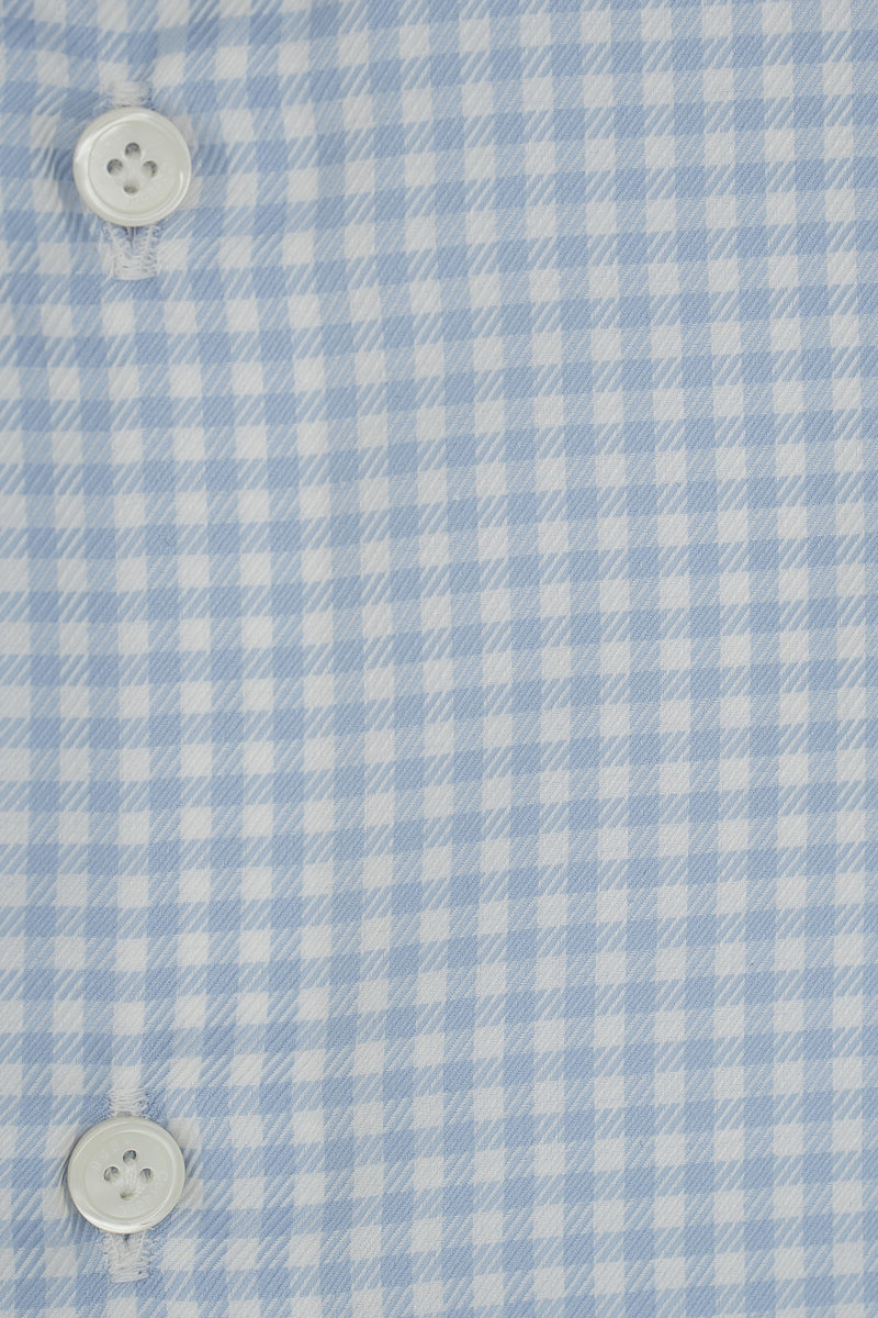 Camicia a quadri azzurra in twill Facile Stiro