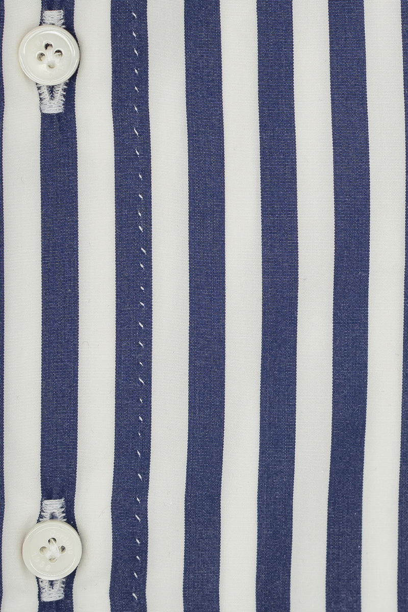 Camicia Popeline con colletto bianco a righe blu