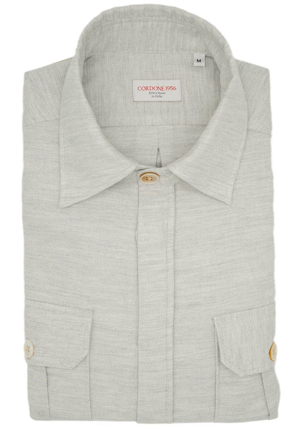 Safari Flannel Overshirt Grey Melange - October Bundle