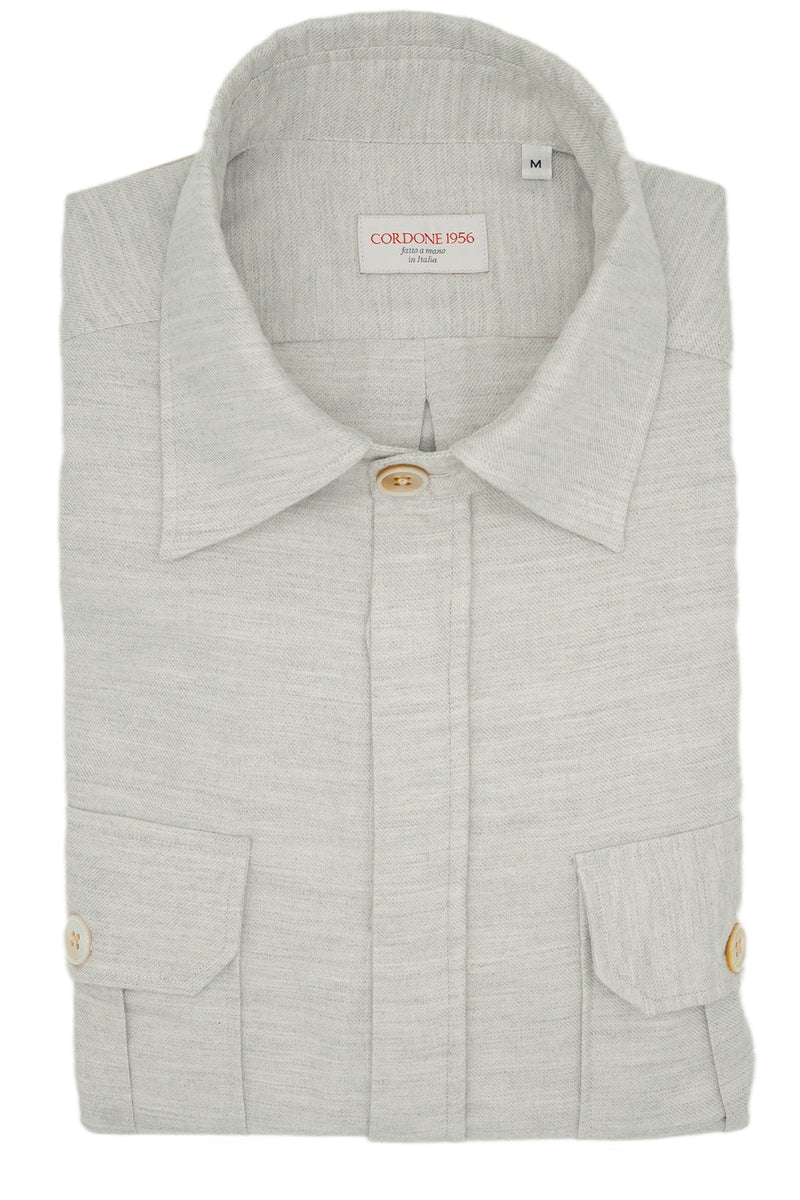 Safari Flannel Overshirt Grey Melange - October Bundle