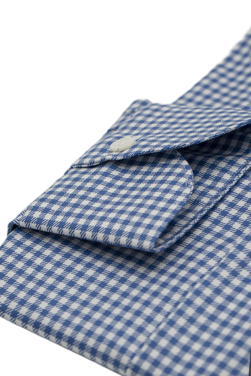 Camicia a quadri blu in twill Facile Stiro