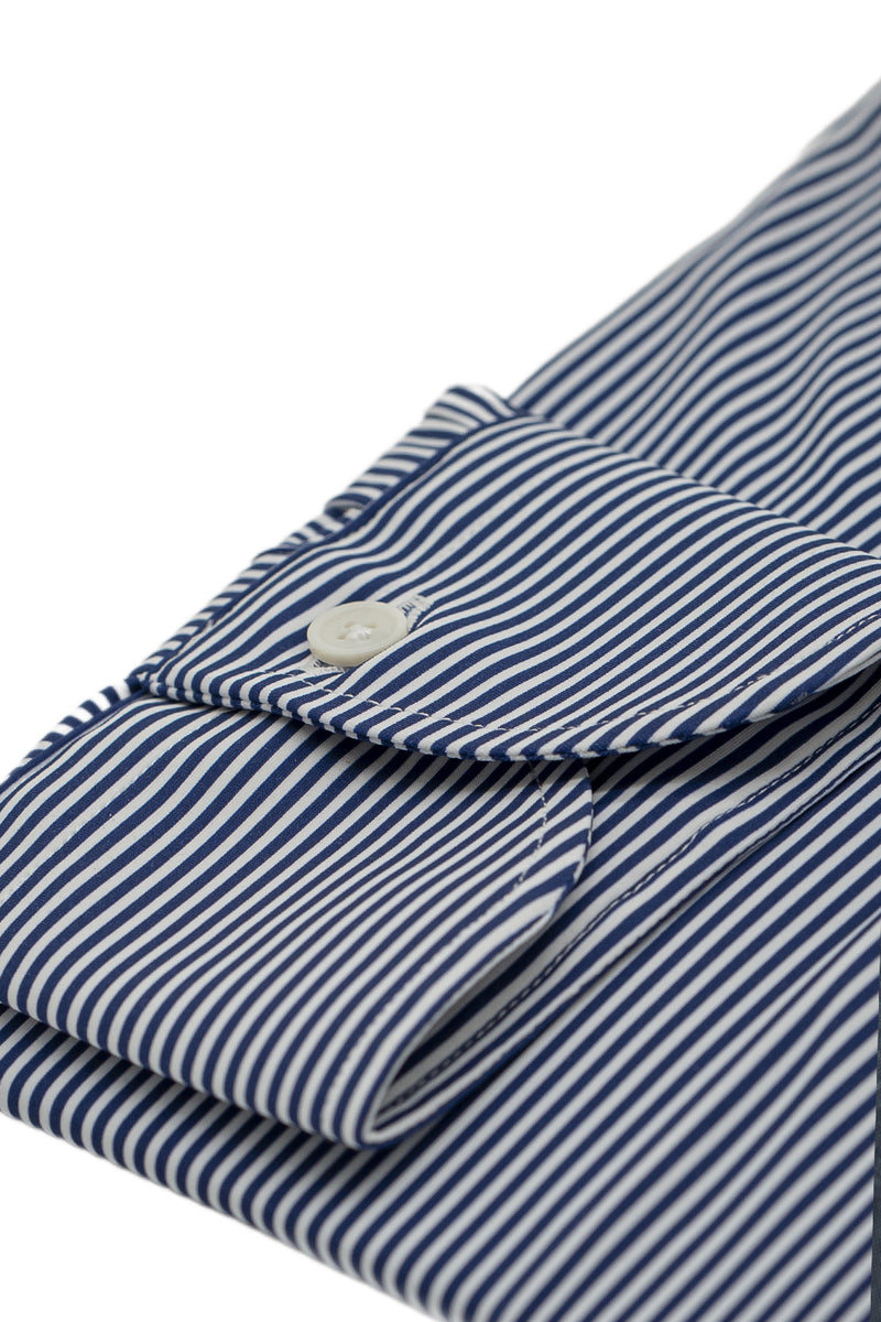 Striped Blue No Iron Techincal Fabrics Shirt