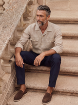 Italian Linen Shirt — Double Round Pocket — Beige