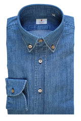Light Blue Denim Shirt button down- Italian Cotton - Handmade in Italy