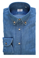 Blue Denim Shirt- Italian Cotton - Handmade in Italy